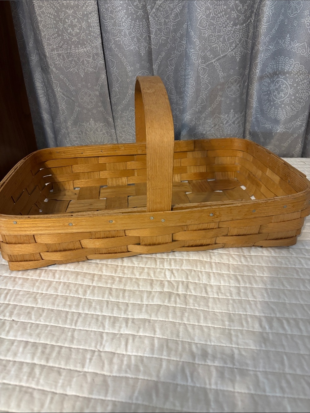 Handwoven Rectangular Storage Basket with Handle - Honey Tan